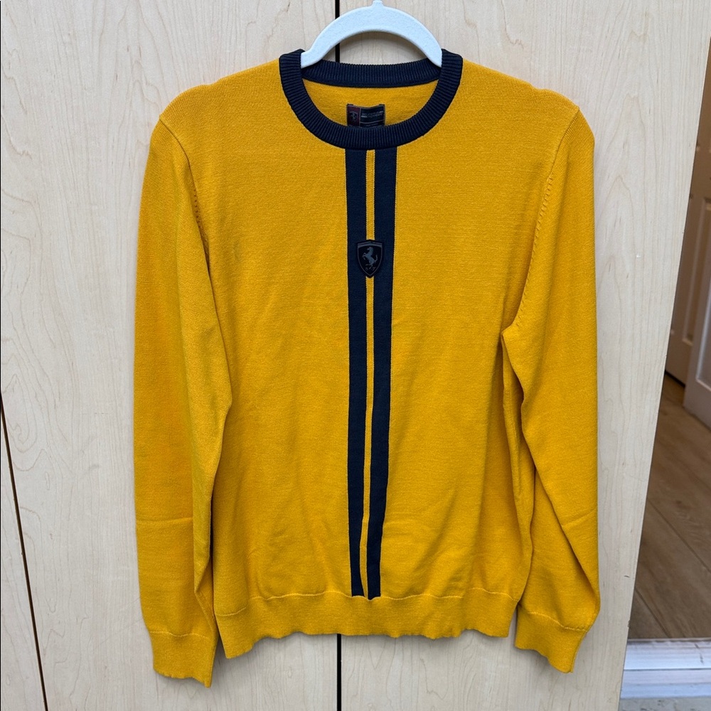 Scuderia Ferrari Men's Mustard Sweater with Black Details